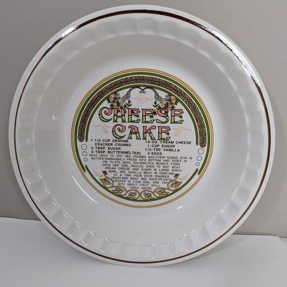 Vintage cheesecake recipe pie plate, cheesecake pie dish - Picture 1 of 4